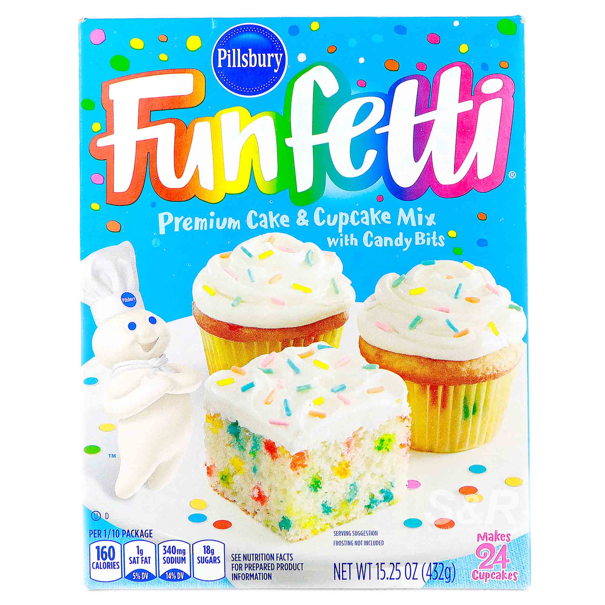 Pillsbury Funfetti Premium Cake and Cupcake Mix with Candy Bits 432g